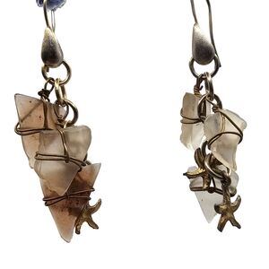 Sea Glass & Starfish Charm Drop Earrings